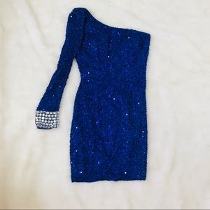 Royal blue bedazzled mini dress